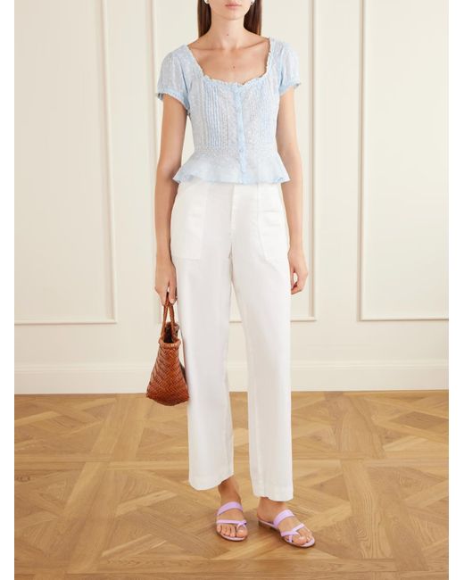 Rixo Blue Short-Sleeved Top