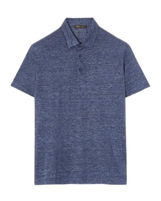 Loro Piana Blue Jersey Linen Polo Shirt for men