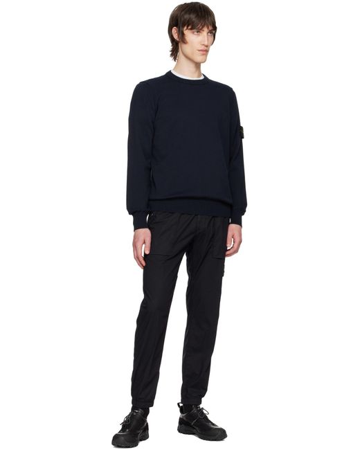 Stone Island Blue Compass Patch Crewneck Jumper for men