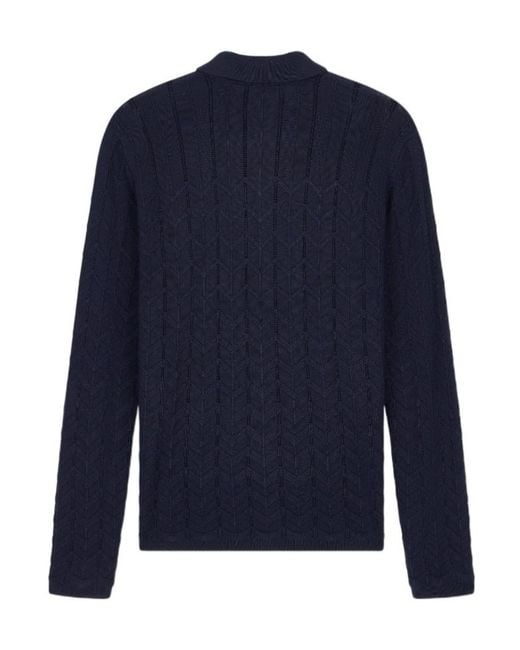 Emporio Armani Blue Polo Collar Sweater for men