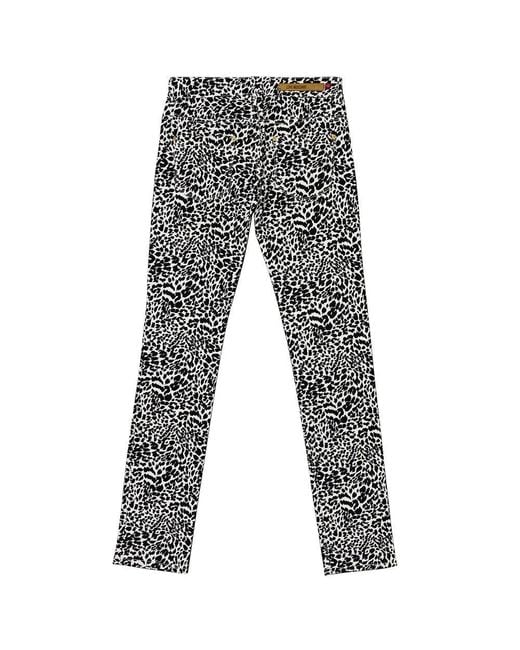 Moschino Gray Leopard Print Jeans