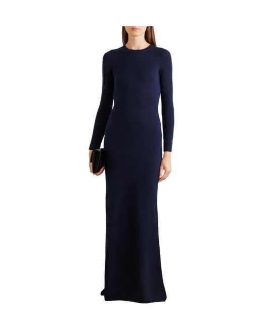Tom Ford Blue Cashmere And Cotton-Blend Knitted Maxi Dress