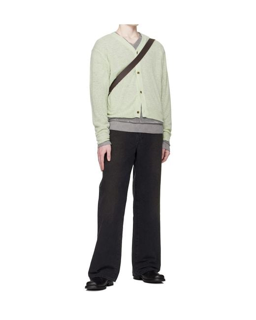 Ssstein Gray Knitted V-Neck Cardigan for men