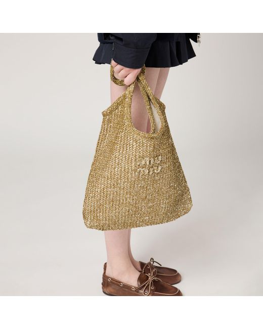 Miu Miu Natural Ivy Sequin Mesh Bag