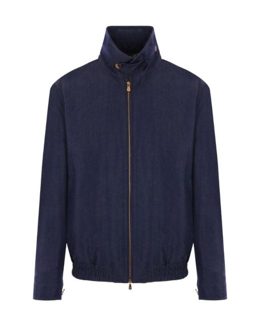 Brunello Cucinelli Blue Long-Sleeved Zip-Up Jacket for men