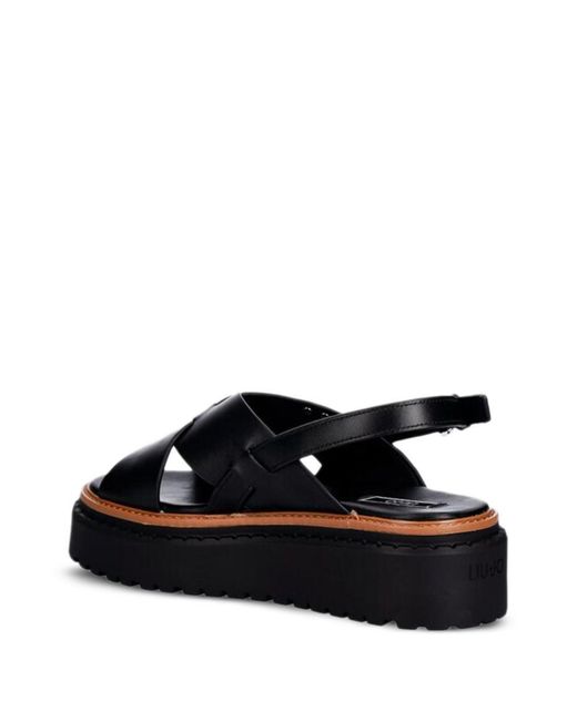 Liu Jo Black Crossover Flatform Sandals