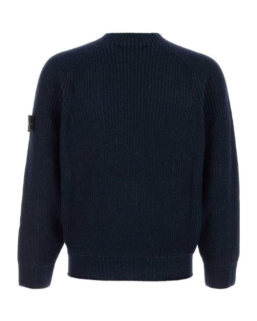 Stone Island Blue Logo Patch Crewneck Jumper for men