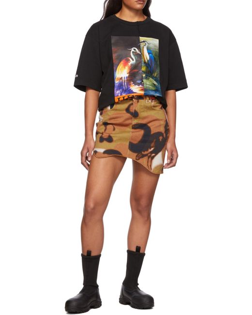 Heron Preston Black Ss Tee Os Split Herons for men