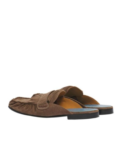 Marni Brown Fringe Trim Sabots for men