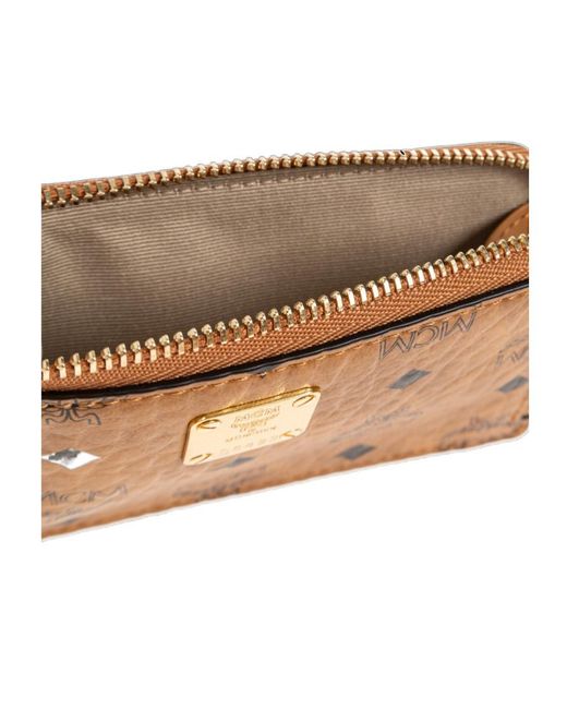 MCM Brown Zipper Card Holder