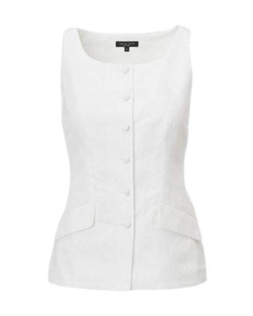 Rag & Bone White Lola Boatneck Vest