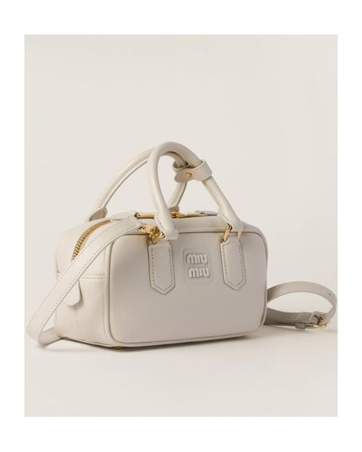 Miu Miu Natural Arcadie Zipped Tote Bag