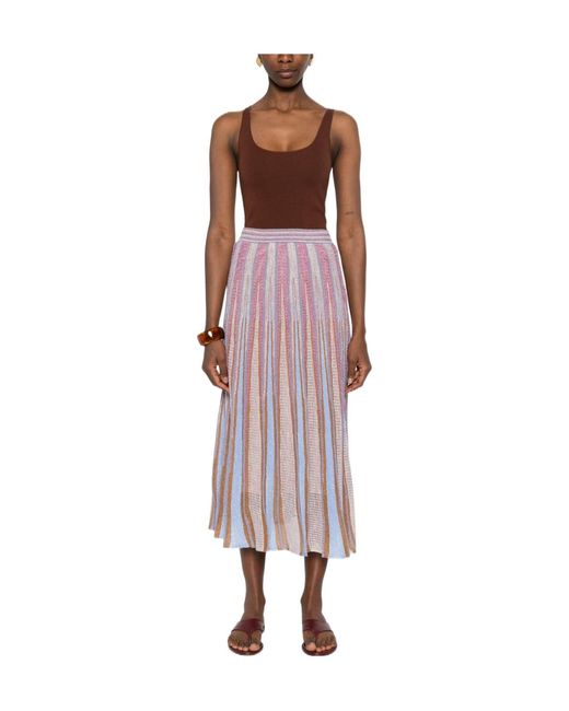 Forte_forte Pink Striped Midi Skirt