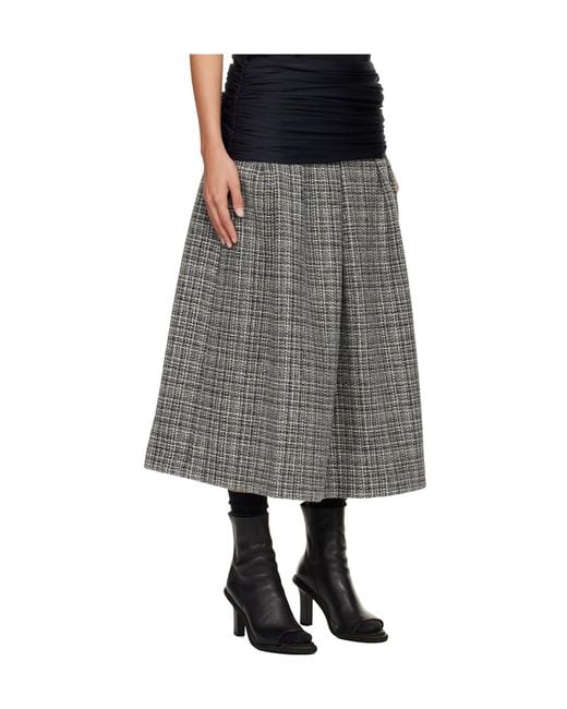 STEFAN COOKE Gray Elastic Waist Wool Midi Skirt
