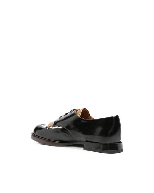 Chie Mihara Black Round-Toe Lace-Up Shoes