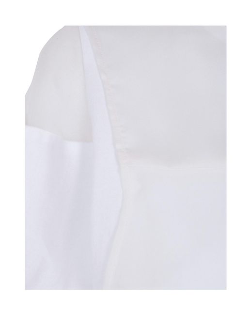 Sacai White Panelled Mock-Neck T-Shirt