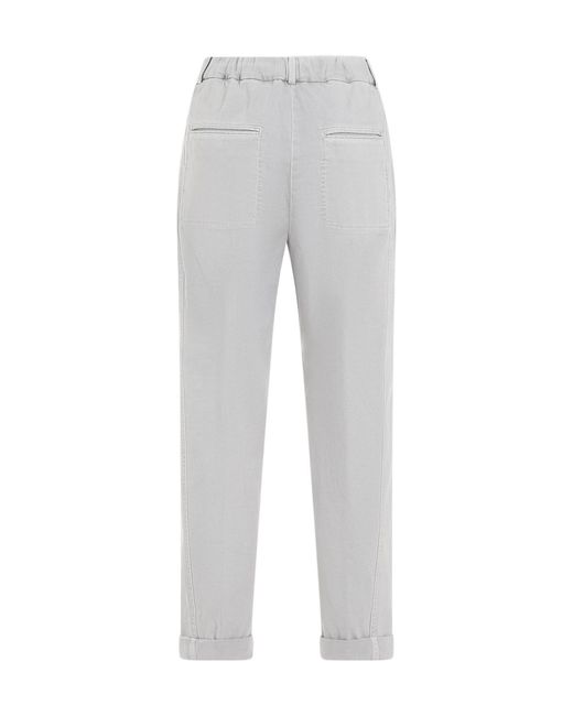 Peserico Gray Tapered Gabardine Trousers