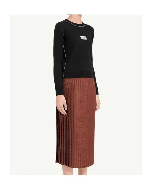 MM6 by Maison Margiela Black Contrast-Trimmed Ribbed Jumper