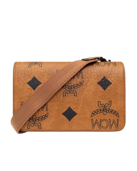 MCM Brown Press Buckle Single Shoulder Bag