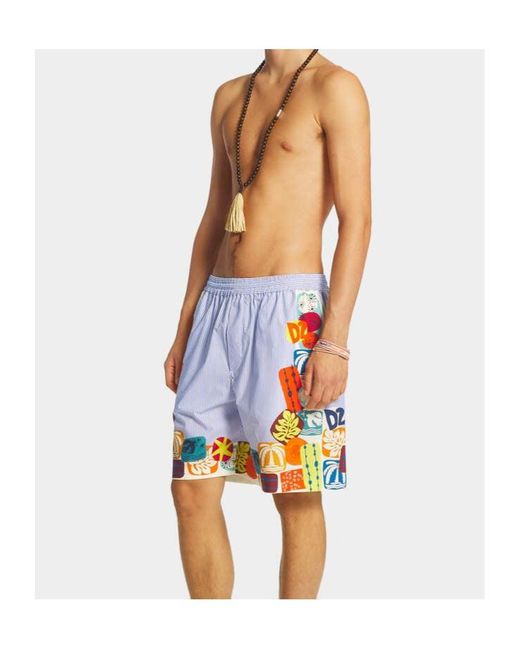 DSquared² Blue Elastic-Waistband Shorts for men