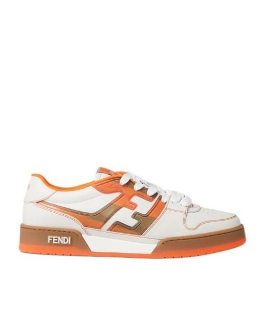 Fendi White Match Lace-Up Sneakers for men