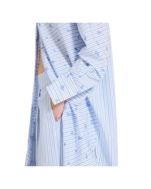 Ermanno Scervino Blue Lace-Collar Stripe-Print Shirt