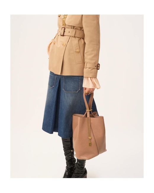 Chloé Brown Chloé Spin Charm Detailed Tote Bag