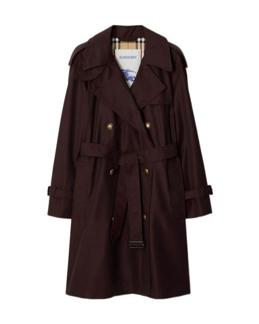 Burberry Brown Mid-Length Gabardine Castleford Trench Coat