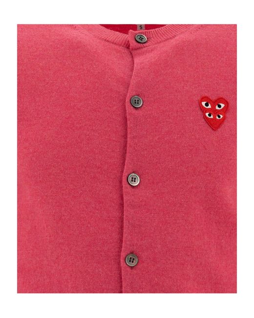 COMME DES GARÇONS PLAY Pink Comme Des Garçons Play Heart-Patch Knitted Cardigan for men