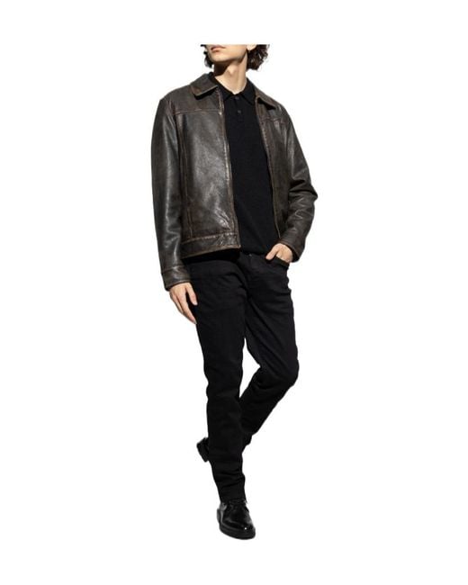 AllSaints Black Polo Knit Sweater for men