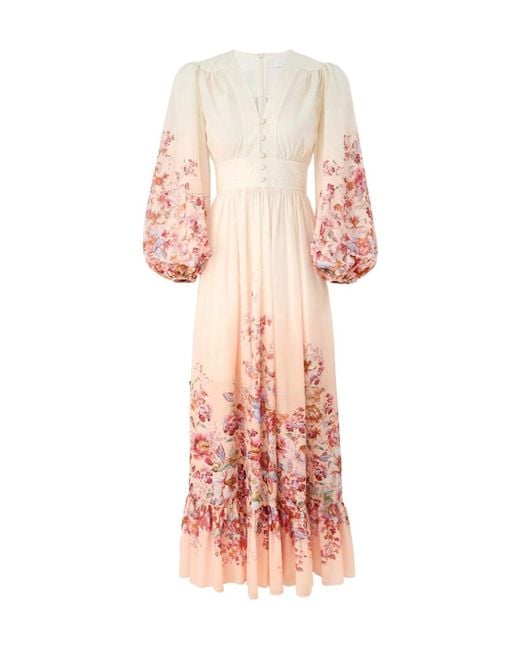 Zimmermann Pink Awaken Plunge Maxi Dress