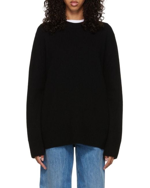 The Row Black Crewneck Knit Sweater