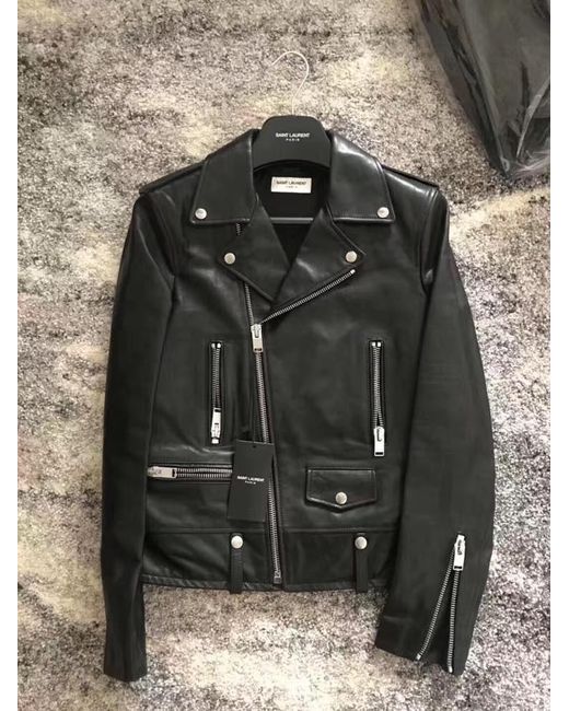 Saint Laurent Black Classic Leather Biker Jacket