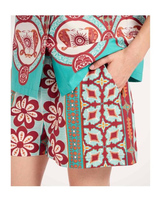 LaDoubleJ Red Floral-Print Shorts