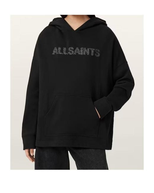 AllSaints Black Organic Cotton Pin-Detail Etienne Hoodie