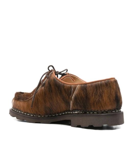 Paraboot Brown Calf-Hair Derby Shoes for men
