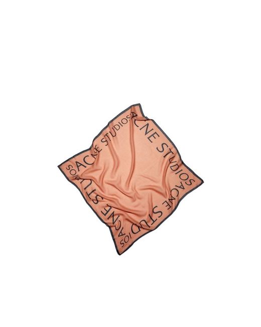 Acne Pink Logo Printed Square-Shaped Scarf for men