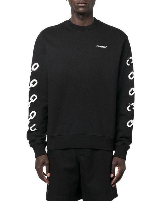 Off-White c/o Virgil Abloh Black Chain Arrow Logo Printed Crewneck Sweatshirt for men
