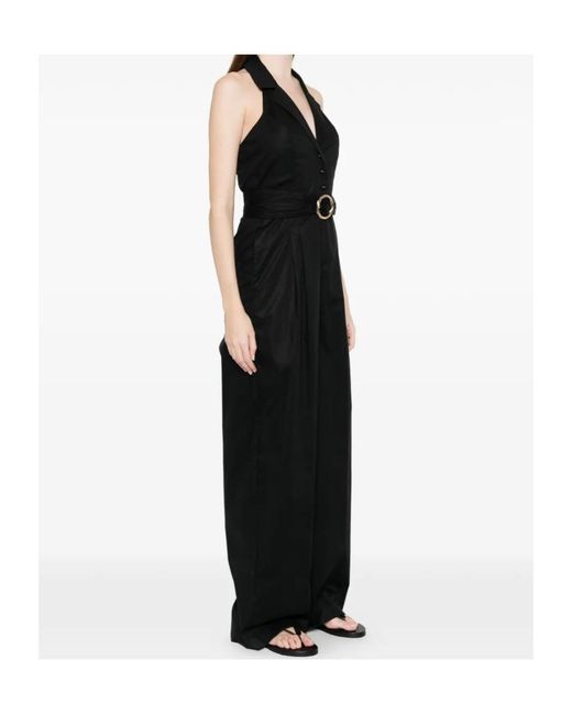 Twinset Black Collared Belted Jumpsuit