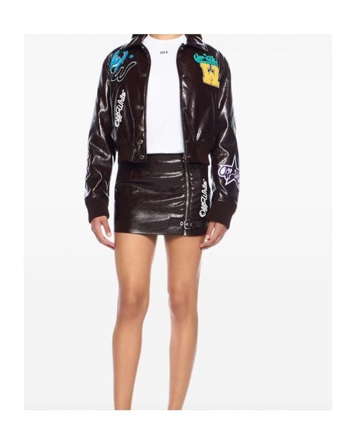 Off-White c/o Virgil Abloh Brown Crinkle Coated Logo Embroidery Skirt