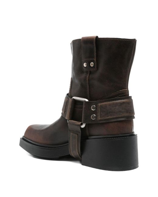 Vic Matié Black Buckle-Loop Motorcycle Boots