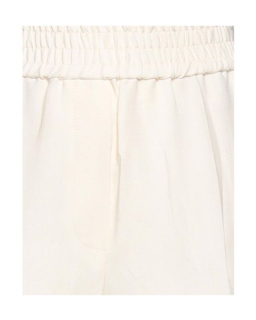 Brunello Cucinelli White Plain Colour Casual Trousers