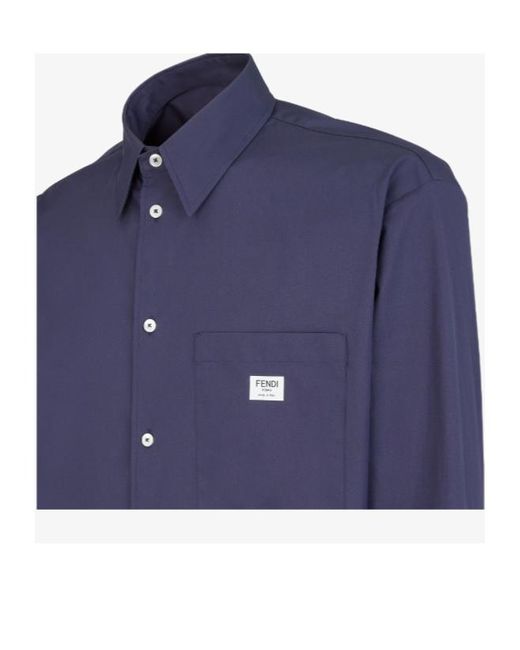 Fendi Blue Buttoned Long-Sleeved Shirt for men