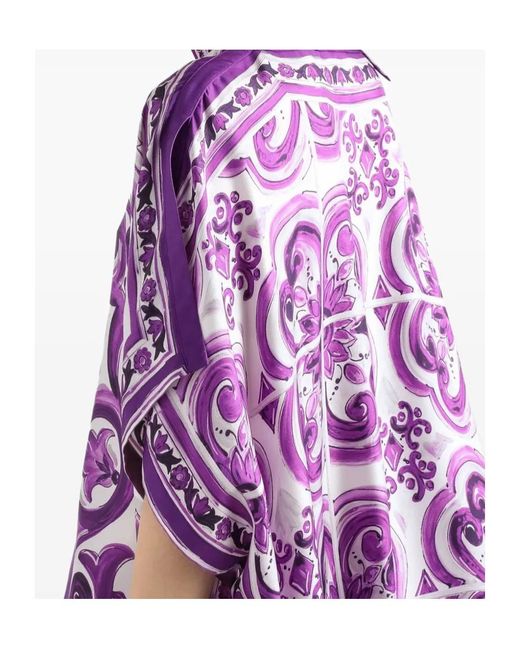 Dolce & Gabbana Purple Graphic Printed Flared Hem Mini Dress