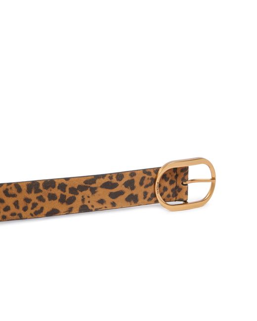 Pinko White Leopard Printed Buckled Belt