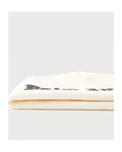 Palm Angels White Dripping Logo-Intarsia Beanie Hat for men