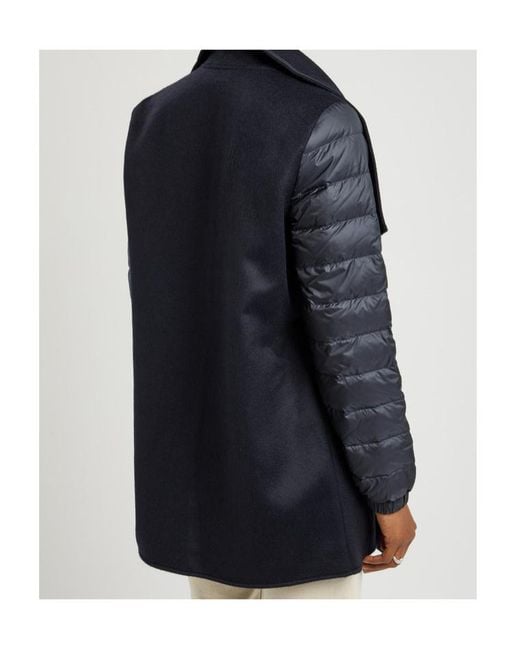 Moncler Blue Quilted Wool Cape Coat