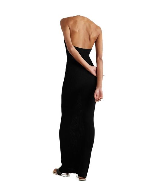 Nili Lotan Black Gertrude Ribbed-Knit Halterneck Maxi Dress