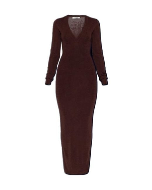 Entire studios Purple V-Neck Long-Sleeve Midi Dress