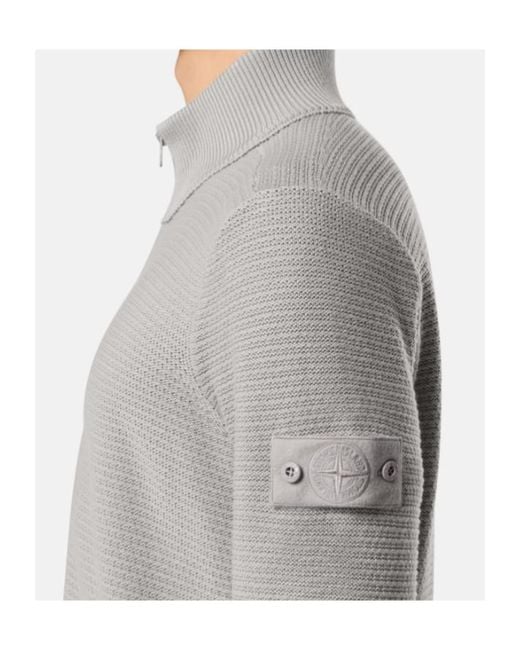 Stone Island Gray Logo-Patch Cardigan for men